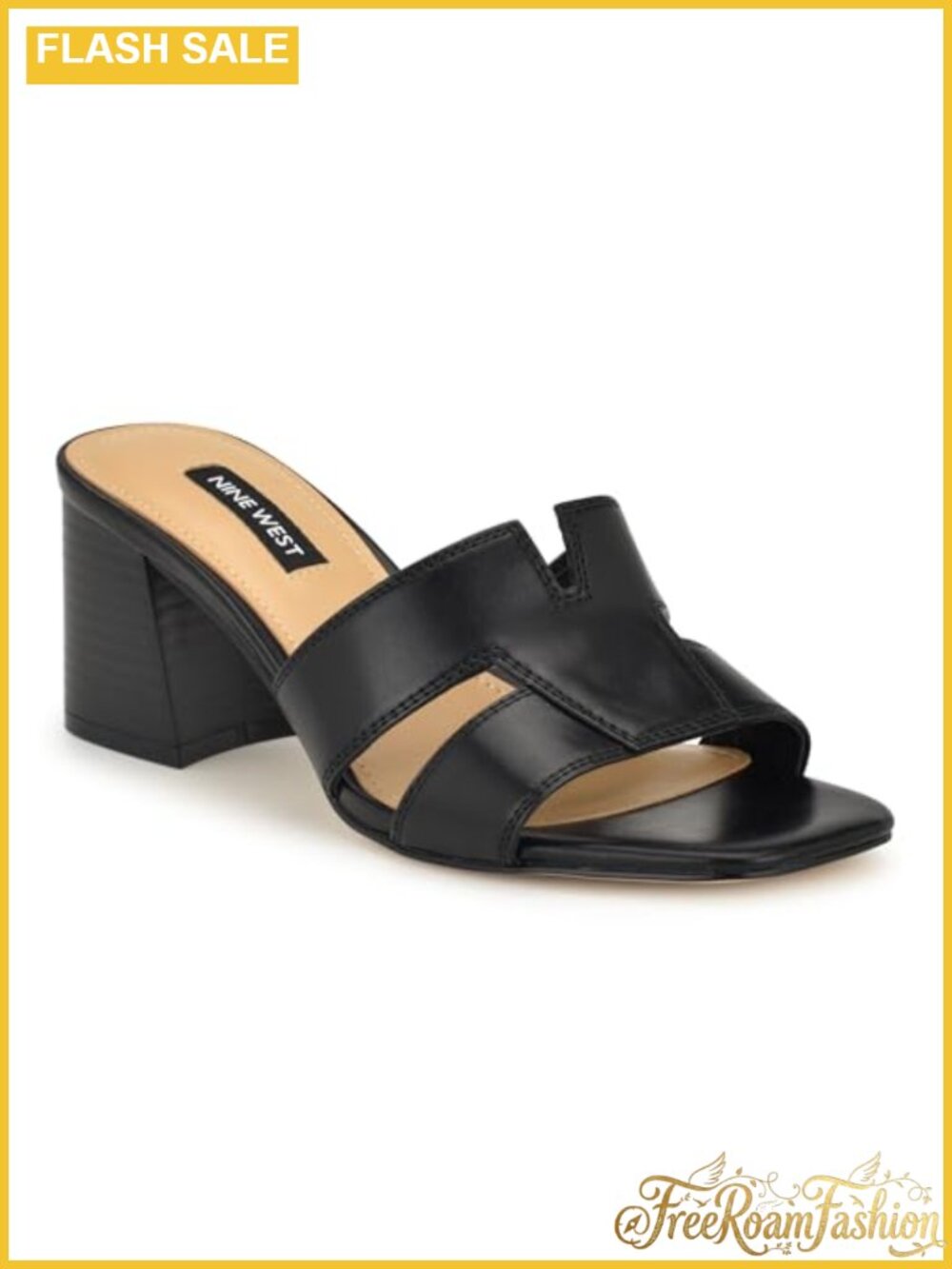 Faux Leather Square Toe Kitten Block Heel Sandals